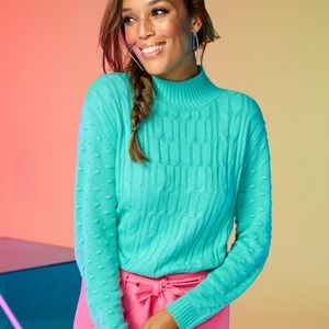 New York & Co Cable Knit Mock Neck Sweater Sz Medium